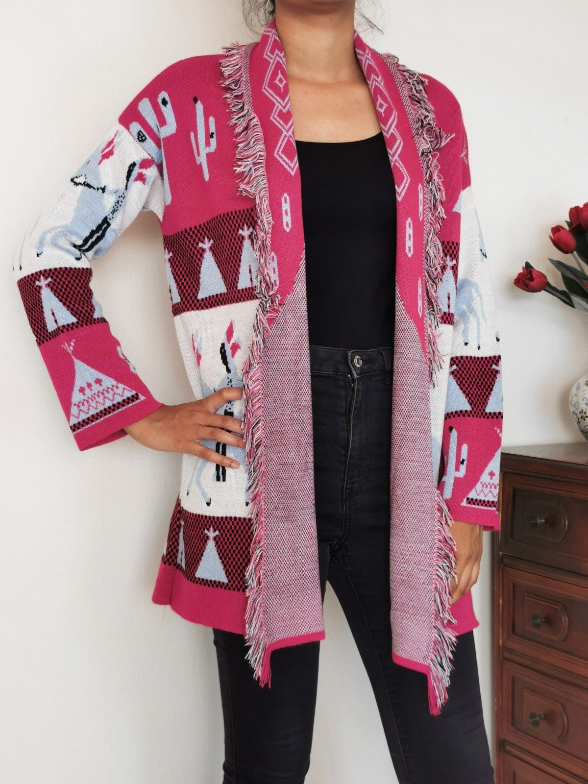 ZF Boho Cardigan Fuchsia