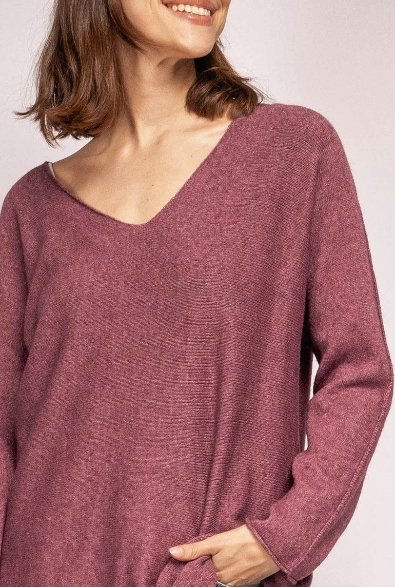 CS Loose V-Neck Sweater Mauve
