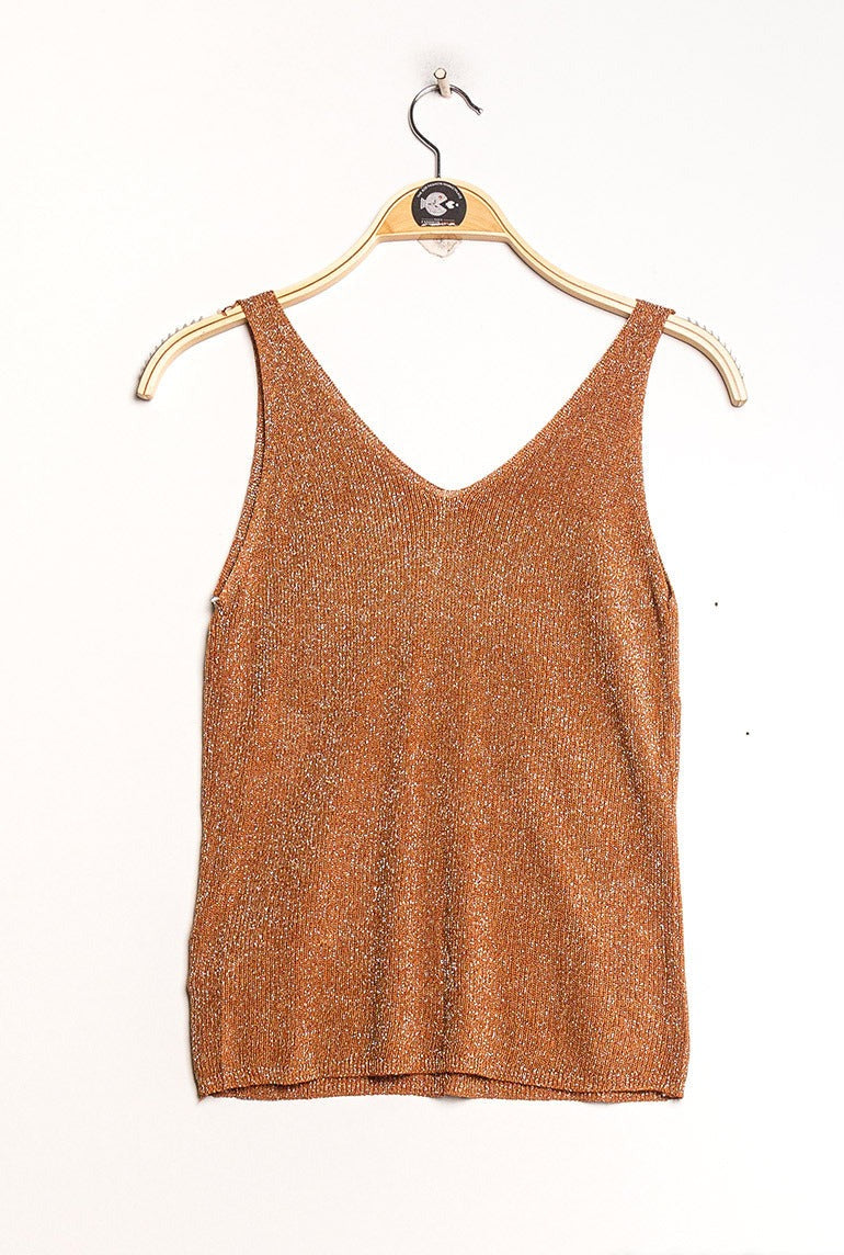 D&Z Iridescent Sequined Tank Top Terracotta