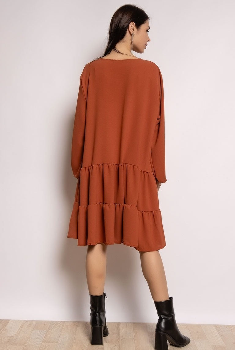 IMOD Ruffled Poppy Dress Rust