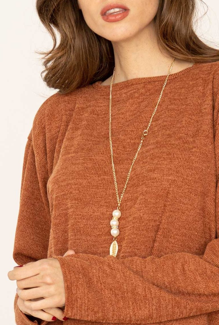 IMOD Tunic Dress with Necklace Rust