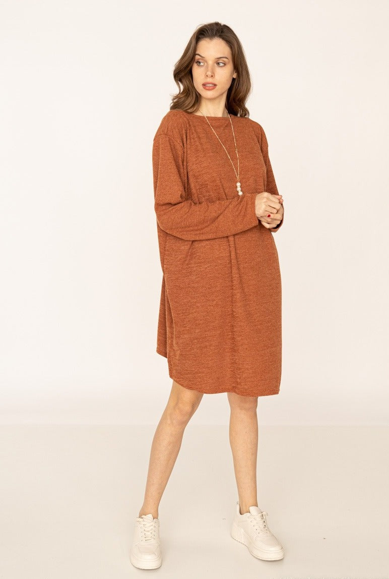 IMOD Tunic Dress with Necklace Rust