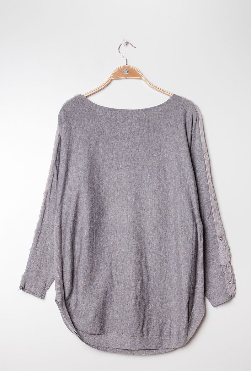 NF Sweater Faux Fur Grey 2