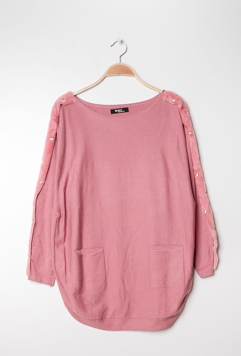 NF Sweater Faux Fur Pink