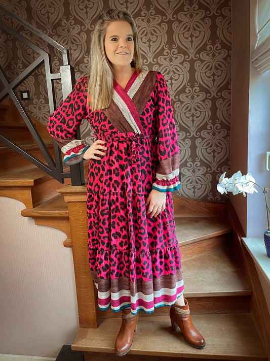 TM Leopard Pop Dress Fuchsia