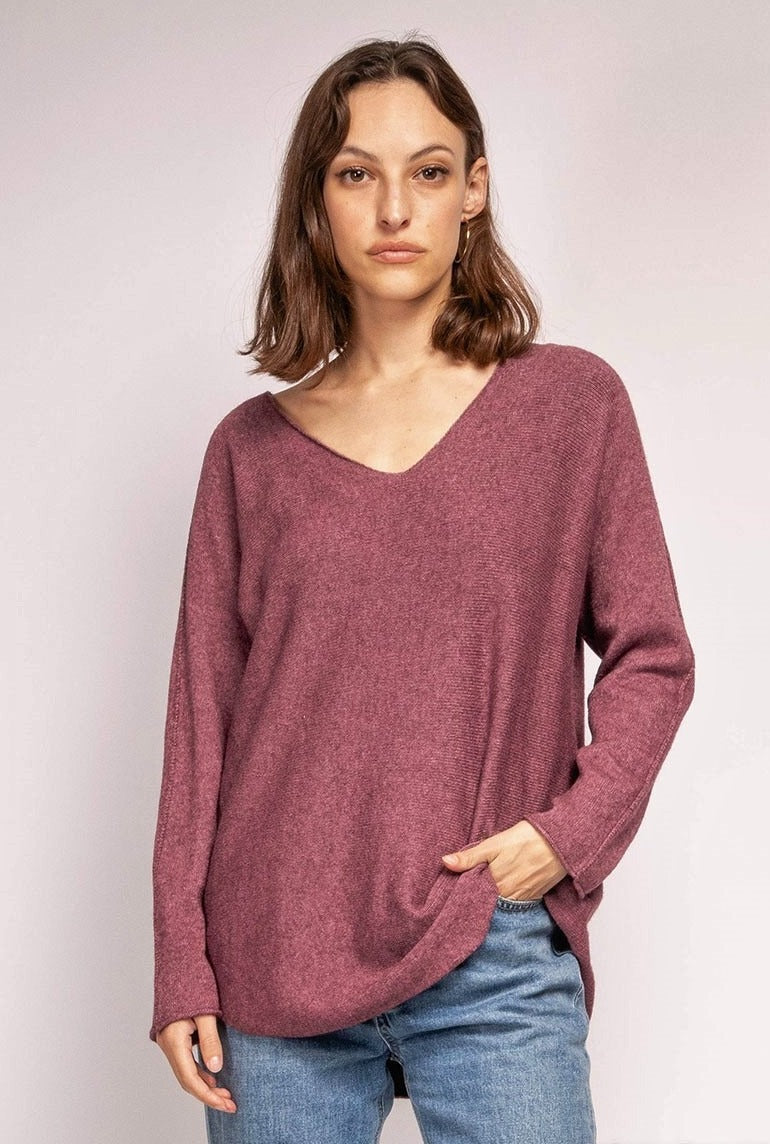 CS Loose V-Neck Sweater Rust
