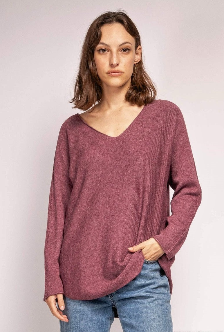 CS Loose V-Neck Sweater Mauve