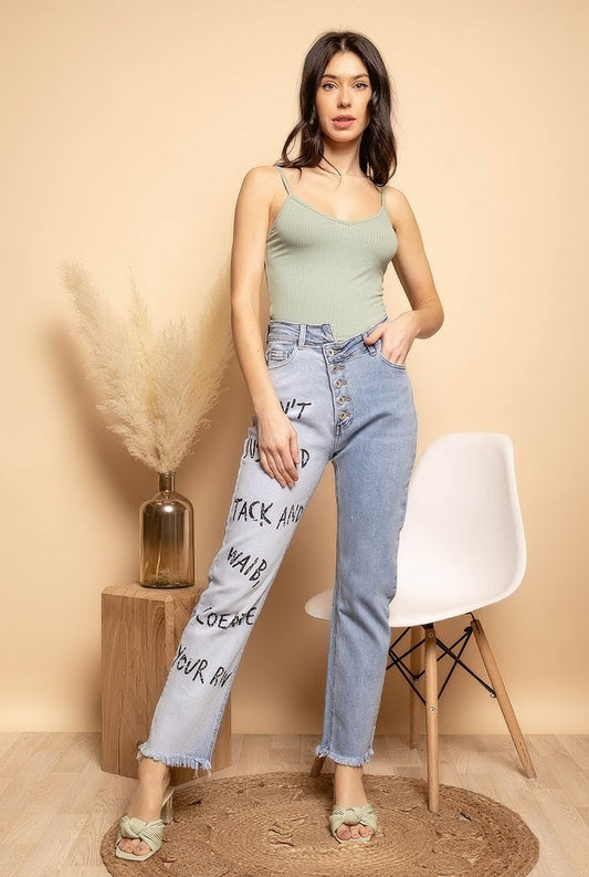 DY Printed Boyfriend Jeans