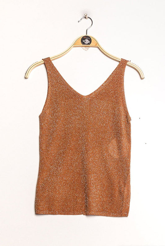 D&Z Iridescent Sequined Tank Top Terracotta