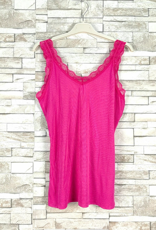 NS Lace Tank Top Fuchsia