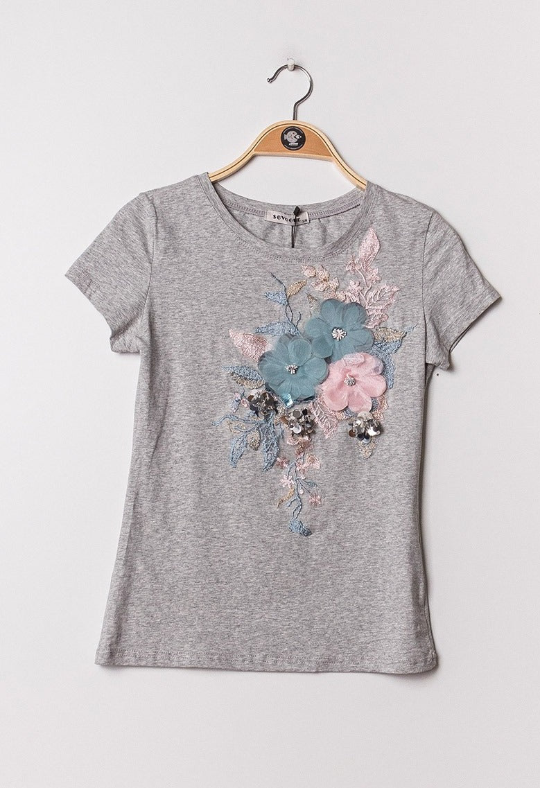 HD Flowered Shirt Grey