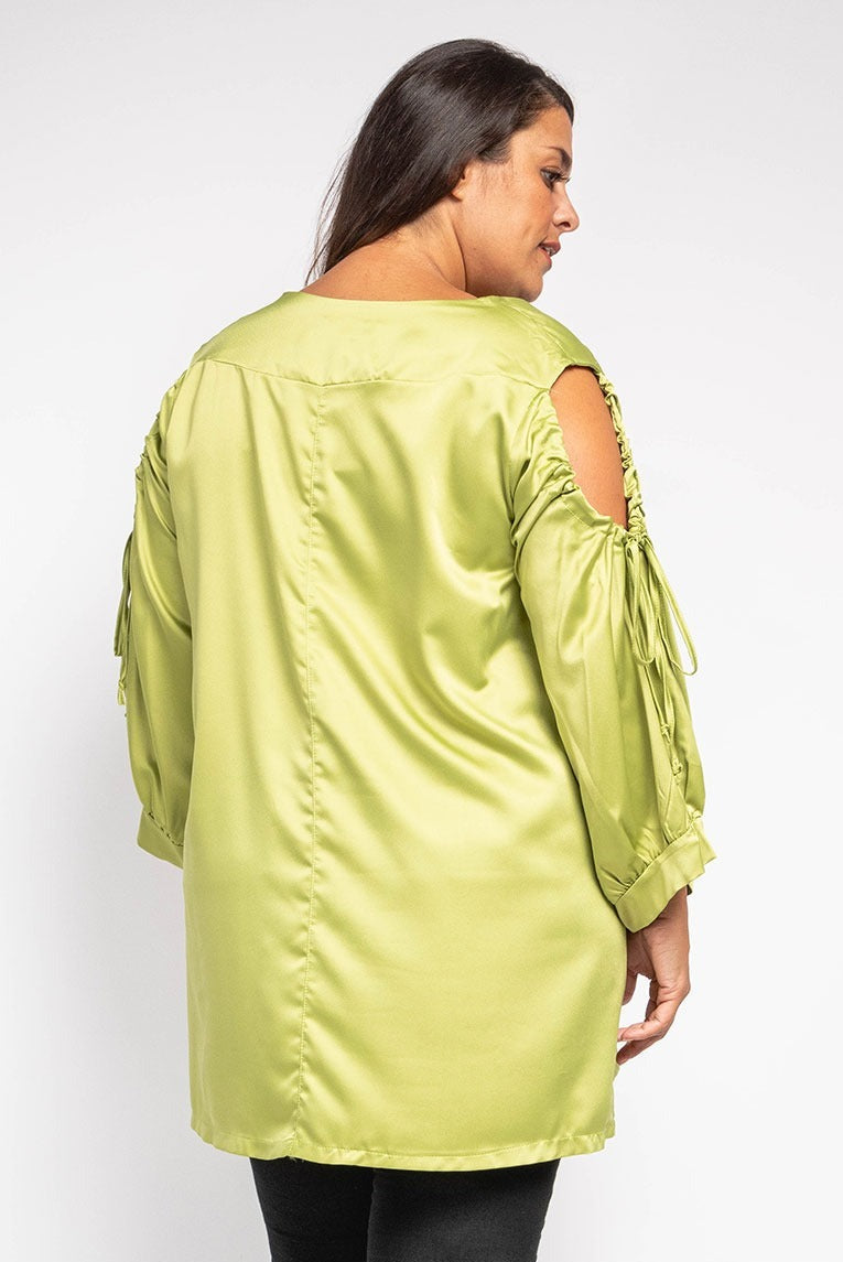 2W Satin Off-shoulder blouse Lime