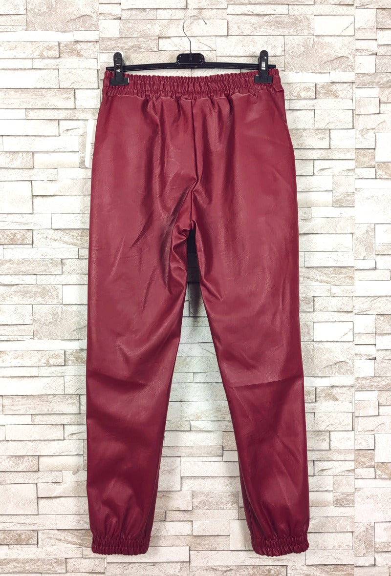 NS Faux Leather Pants Burgundy
