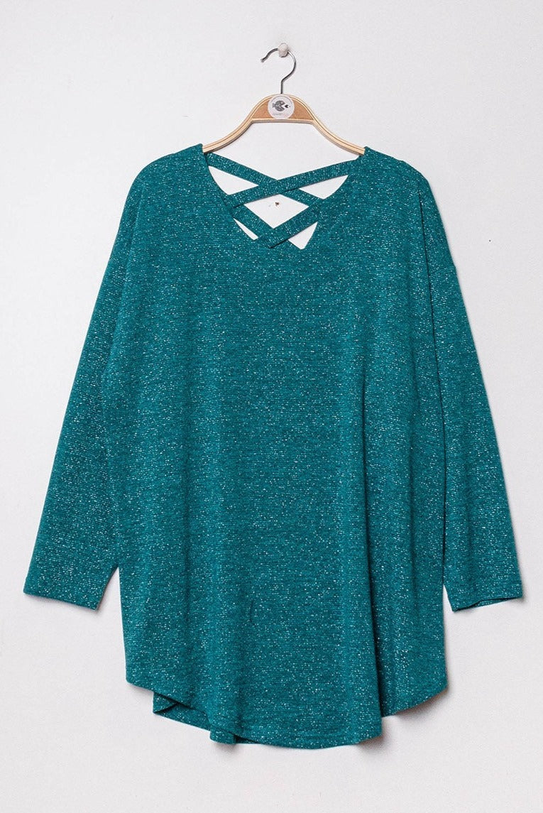 2W Sequin Sweater Teal