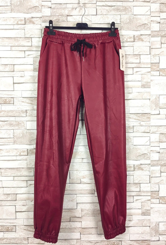 NS Faux Leather Pants Burgundy