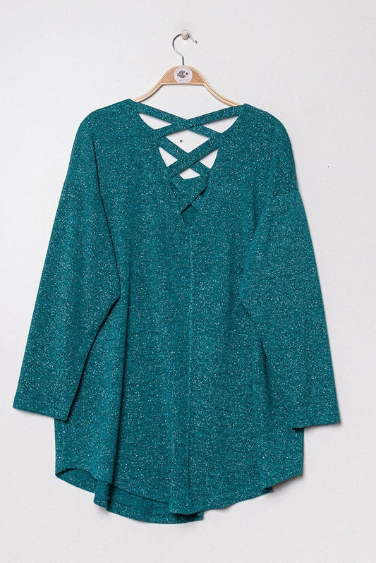 2W Sequin Sweater Teal