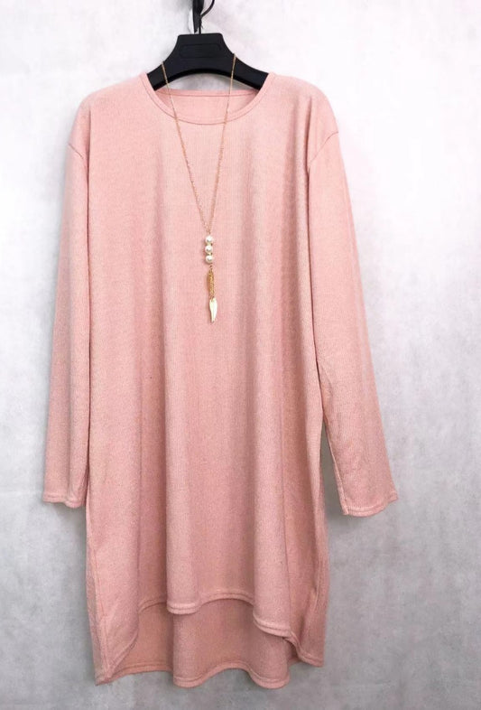 IMOD Tunic Dress with Necklace Pink