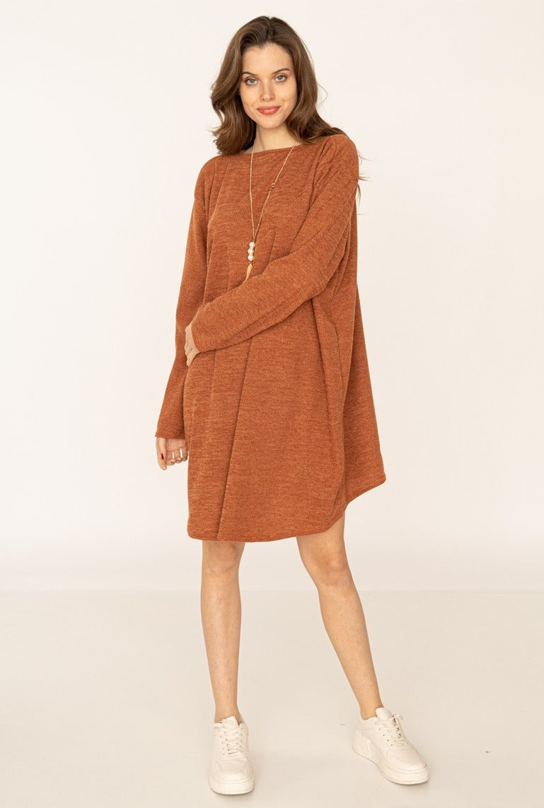 IMOD Tunic Dress with Necklace Rust