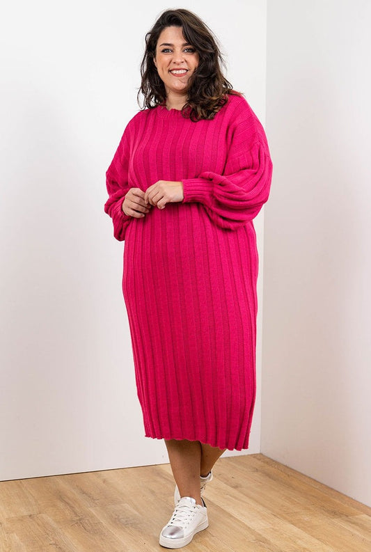 LP Knit Sweater Dress Fuchsia