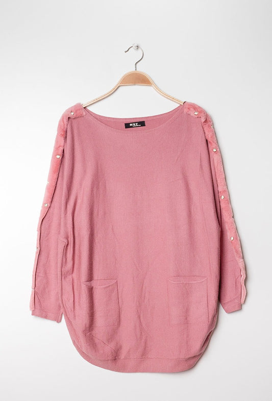 NF Sweater Faux Fur Pink