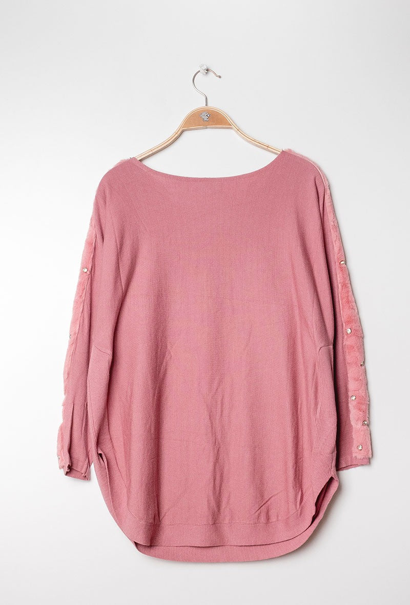 NF Sweater Faux Fur Pink 2