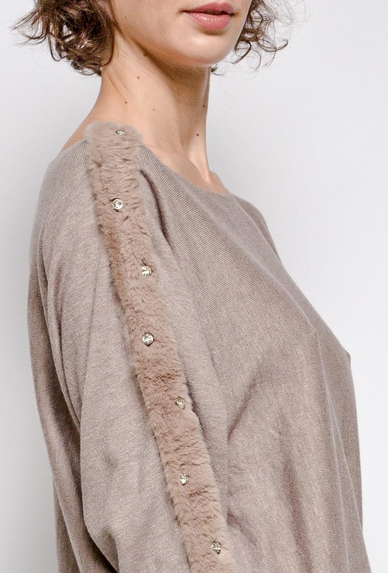 NF Sweater Faux Fur Taupe 3