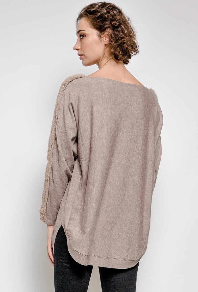 NF Sweater Faux Fur Taupe 4