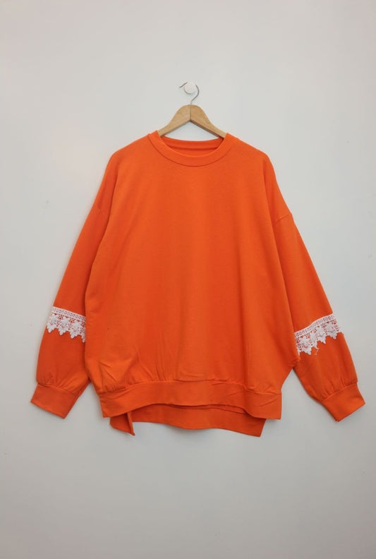 SM Lace Sweatshirt Orange
